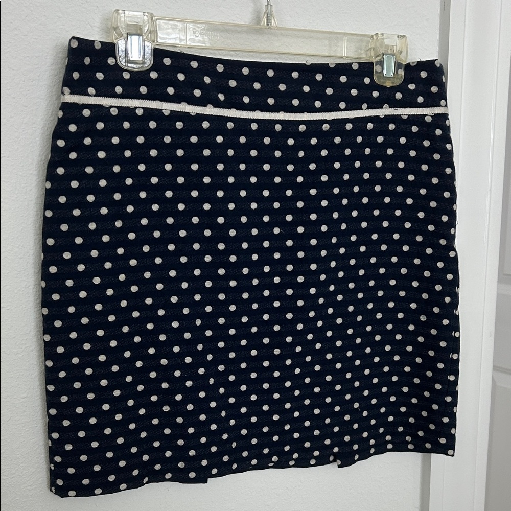 Max Studio Navy and White Polka Dot Pencil Skirt